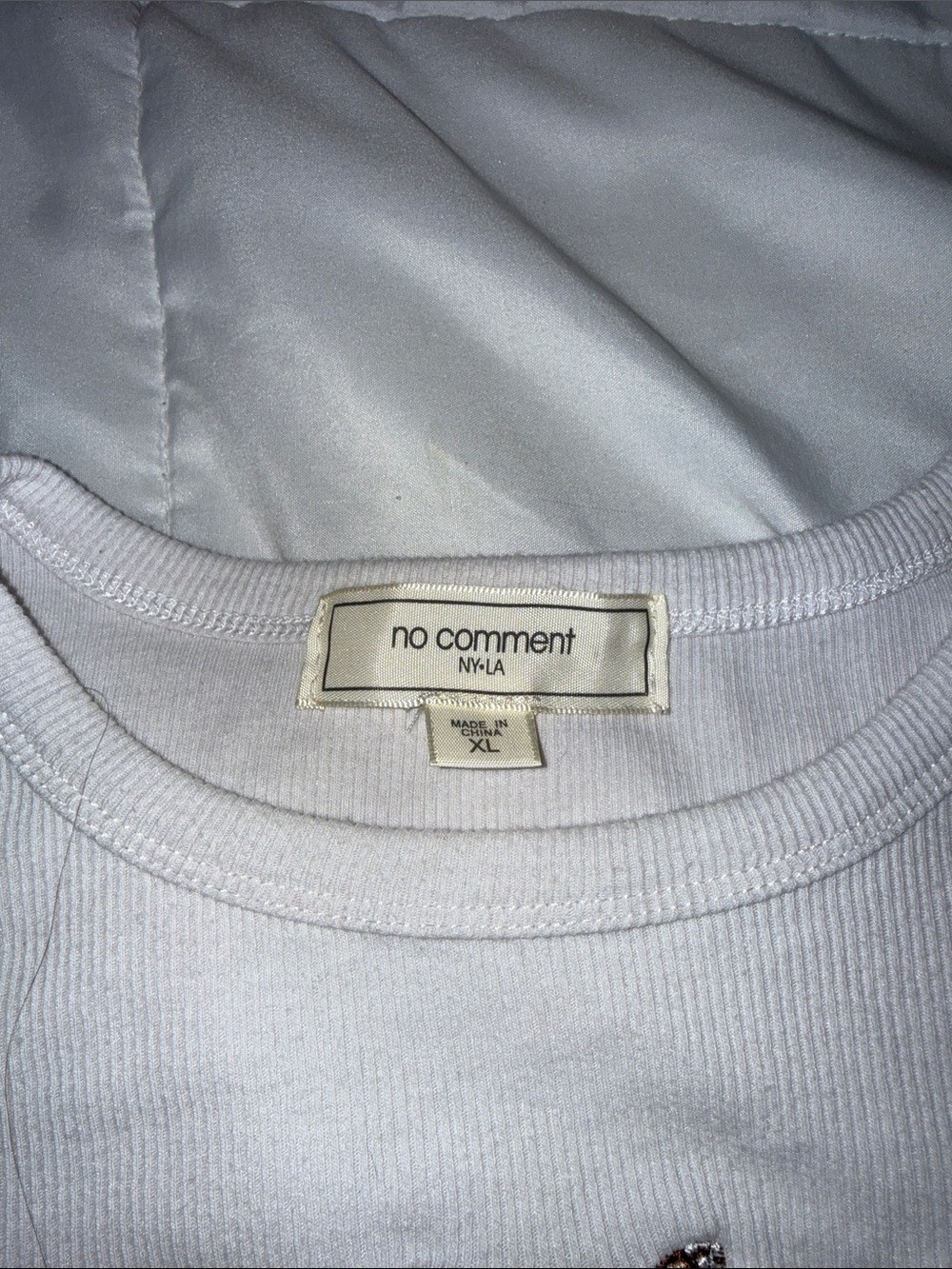 White Ribbed Tee with Butterfly Embroidery - Picture 2 of 2